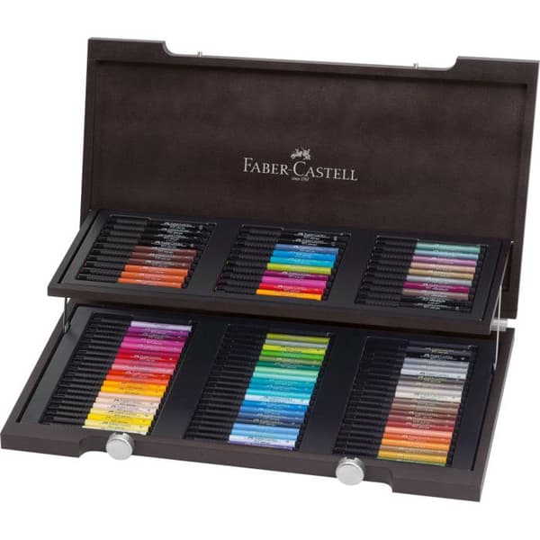 Pennor - Faber-Castell - Pitt Artist Pen - Trälåda - 90 stycken - Blandat
