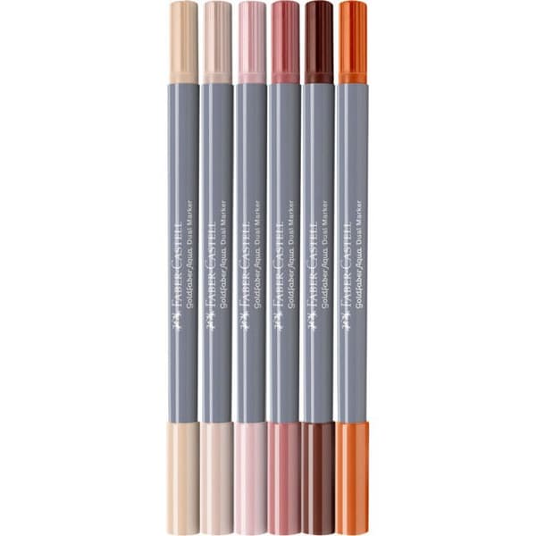Vattenfärgspennor - FABER-CASTELL - GOLDFABER - Porträttetui - Aqua Dual - 6 pennor