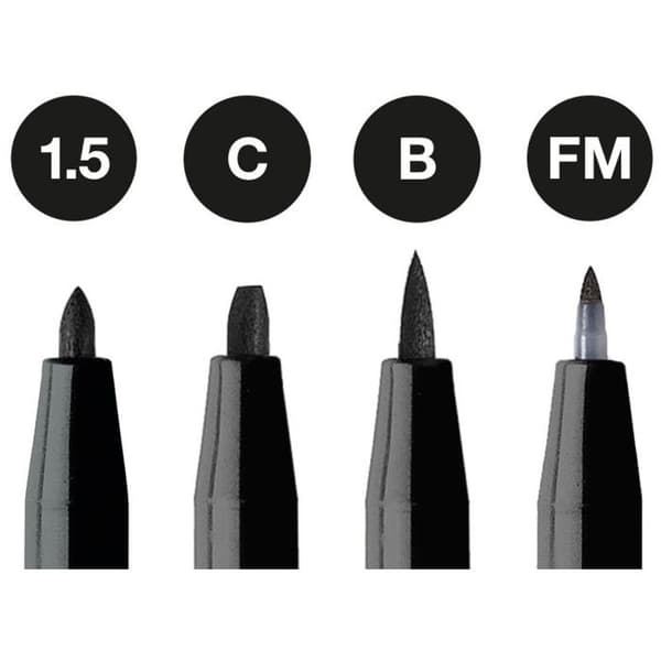 Ritmärken - Faber-Castell - Pitt Artist Pen - Svart - 4 olika stift