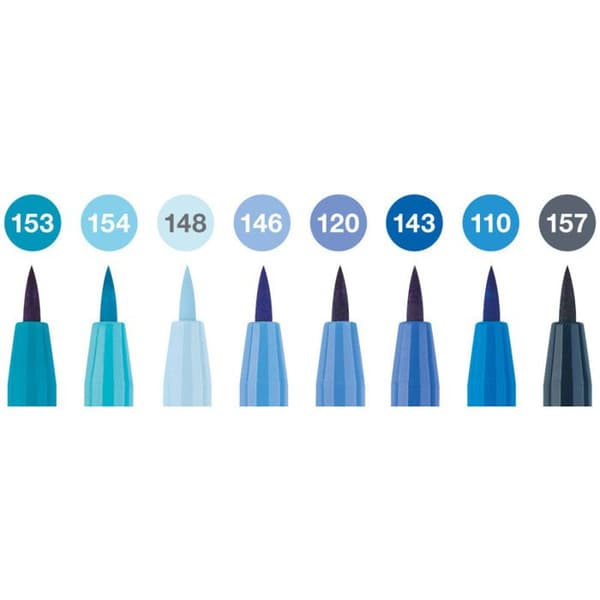 Markörer - Faber-Castell - Pitt Artist Pen - Blå toner - The Blues - Etui med 8 markörer