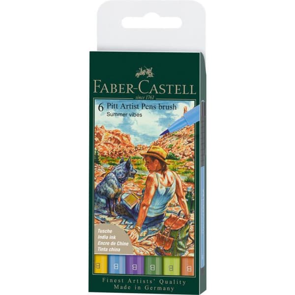 Markörer - Faber-Castell - Pitt Artist Pen - Sommarvibbar - Etui med 6 markörer