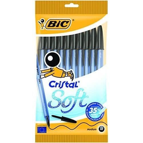 Kulspetspenna - Bic - Cristal Soft - Svart - Paket med 10 - Ej indragbar