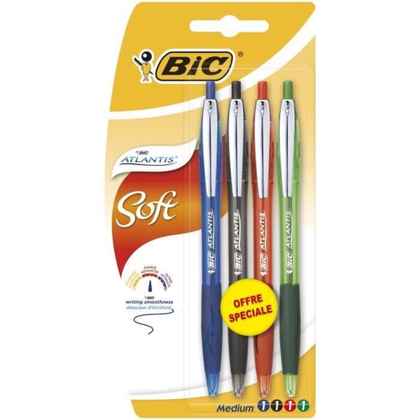 BIC® - Assorted Cristal® Atlantis Soft kulspetspenna - Specialstorlek x5