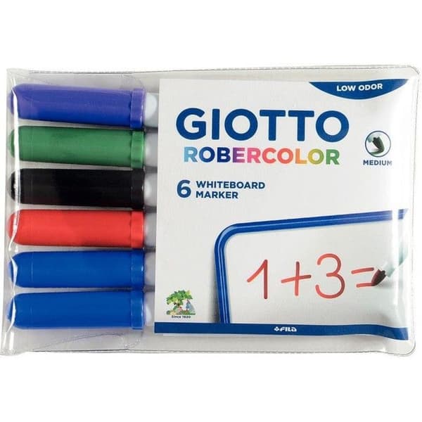 Pennuppsättning - GIOTTO - Robercolor - Medium spets - Torrt raderbar - 6 assorterade färger