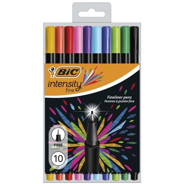 BIC Intensity Fine Tip Filt Pennor (0,8 mm) - Blandade färger, paket med 10