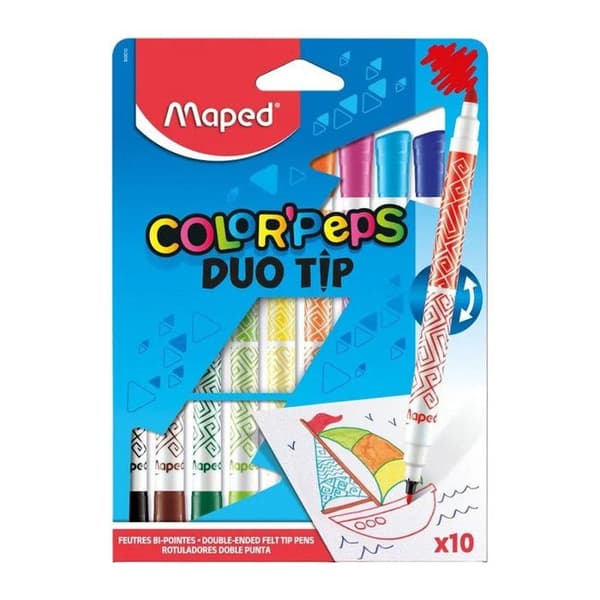Feutrar - MAPED - Duo Tip - 10 stycken - Fin och bred spets - Blandad, från 3 år