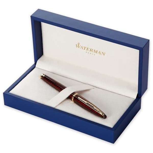 WATERMAN Carene Amber reservoarpenna, bärnsten, guldkant, 18K fin spets, presentförpackning