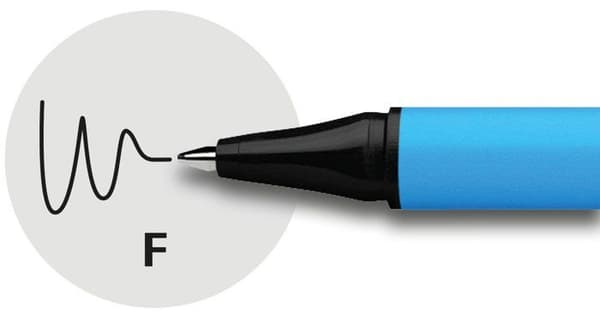 Schneider-paket med 10 Slider Edge Kappenmodell kulspetspennor F (svart bläck och cyanblått fat)