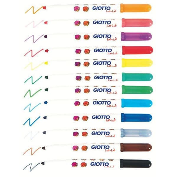 Markers - GIOTTO - Maxi Schoolpack - 36 markörer - 12 färger - Tvättbar på huden