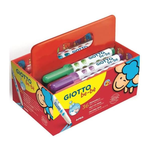 Markers - GIOTTO - Maxi Schoolpack - 36 markörer - 12 färger - Tvättbar på huden