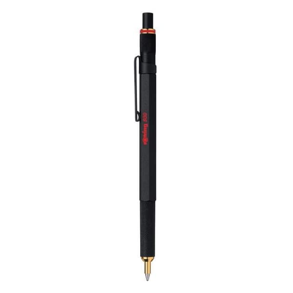 rOtring 800 kulspetspenna, medium spets, blått bläck, metallisk svart cylinder, påfyllningsbar