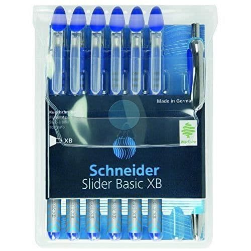 Schneider 151277 XB-påse med 6 Slider-kulspetspennor och 1 Rave-kulspetspenna, blå