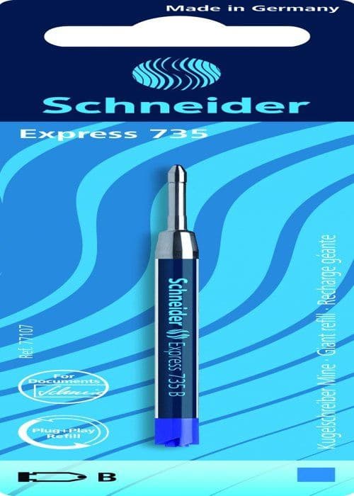 Schneider - 77107 - 187912 kugelschreibermine Express 735, outplånlig, B, blå, 1:a Blisterkort