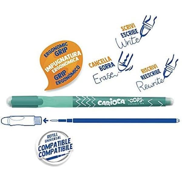 Raderbar kulspetspenna - CARIOCA - OOPS - Värmekänsligt bläck - Ergonomisk - 0,7 mm