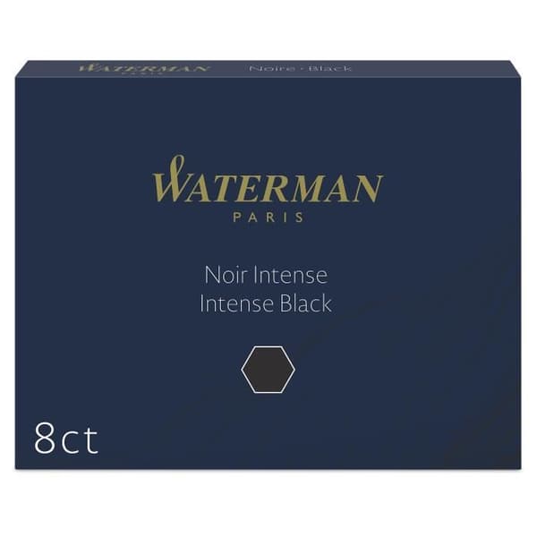 WATERMAN låda med 8 långa patroner, intensivt svart bläck för reservoarpenna