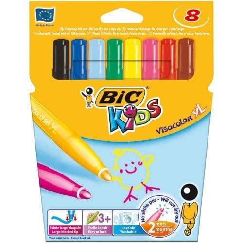 Färgpenna - BIC - KIDS VISACOLOR XL - Fin spets - 2-pack - Blandade färger