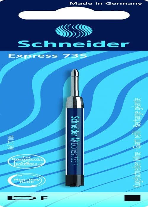 Schneider - 77104 - express 735 f permanent bläck kulspetspennor, svarta, 1 kartong i blister