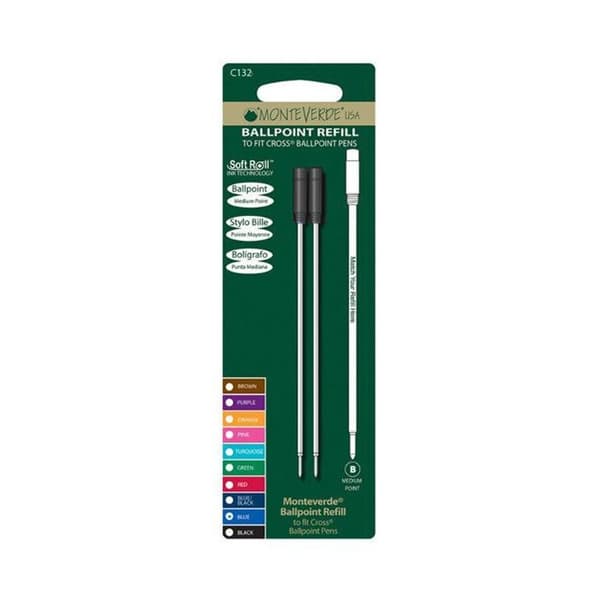Kulspetspenna påfyllning - Cross Brand - Svart - Medium Point - Paket om 2