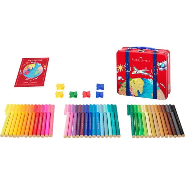 Feutertusch - FABER-CASTELL - CONNECTOR PEN - Resväska med 40 - Levande färger - Tvättbar på textil
