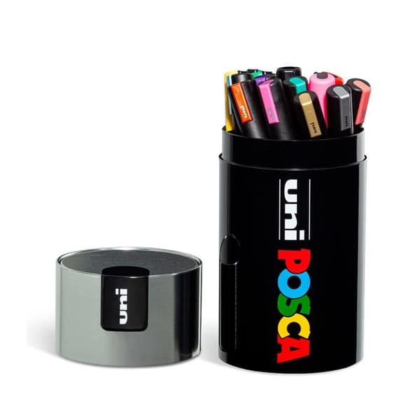 Posca markörer - M 84008691 - UNI PRESENTFÖRSÄTTA i aluminium 18 delar bronslock