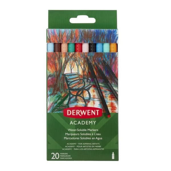Akvarellpennor - Derwent - 20 stycken - Blandat - Skickas från Frankrike - Referens 43251