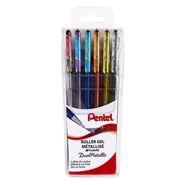6 PENTEL Dualmetalliska metalliska gelrullar
