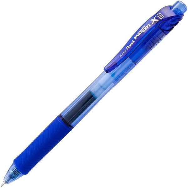 Pentel EnergelX paket med 12 infällbara gelrullar spets 0,5 mm blå - BLN105-C