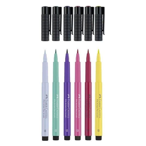 Filttusch - FABER-CASTELL - PITT artistpen - 6 filttuschrar - Assorterande färger - Vattentålig