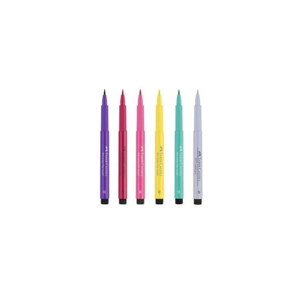 Filttusch - FABER-CASTELL - PITT artistpen - 6 filttuschrar - Assorterande färger - Vattentålig