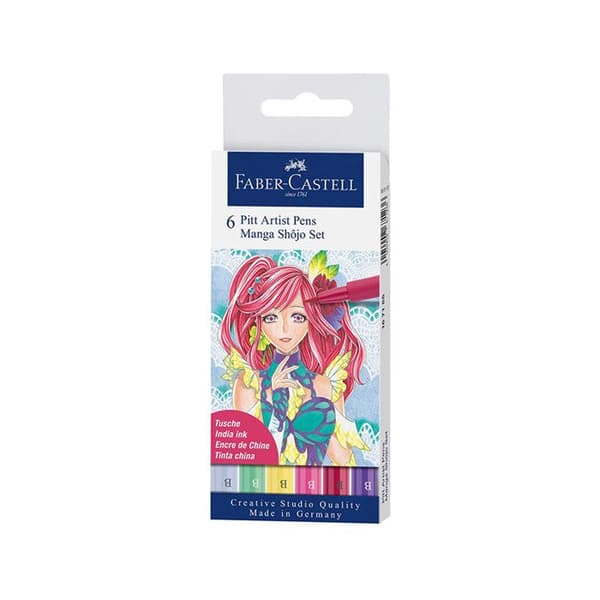 Filttusch - FABER-CASTELL - PITT artistpen - 6 filttuschrar - Assorterande färger - Vattentålig