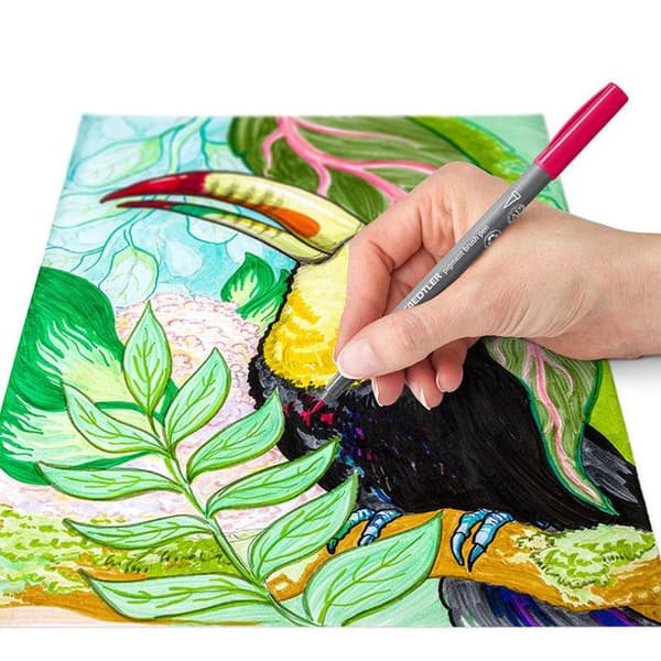6 filtpennor - Borstspets - Staedtler - Pigment Arts Pen - Blandat grått och brunt