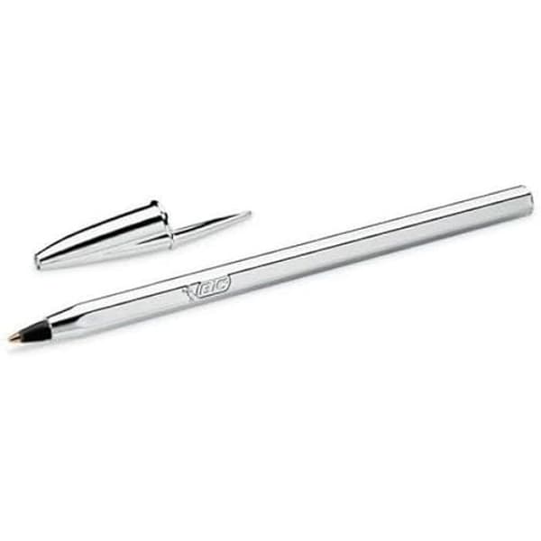 Kulspetspenna - BIC - 207063 - Kristall silver - Medelspets - Svart bläck