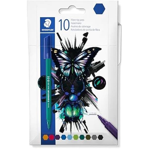 Färgpennor - STAEDTLER - Noris 326 - Medium spets 1 mm - 10 assorterade färger - Cool & Cute utgåvan