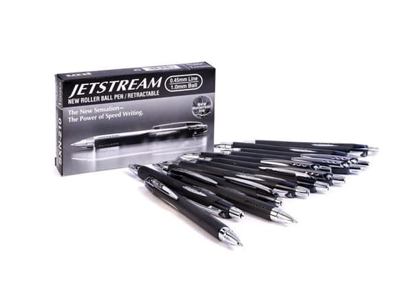 Stylo - pennset - Uni-ball refill - L SXN210/12 N - Retraktabel kulpen, svart, 12-pack