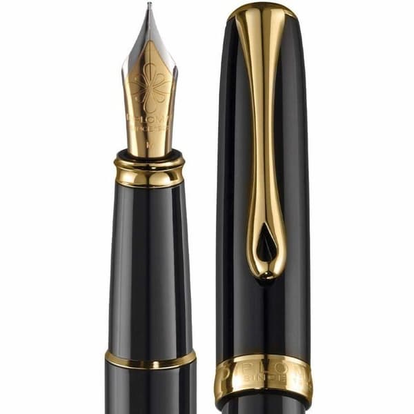 Stylo - set med penna - påfyllning Diplomat - D40203025 - Fjäderpenna Excellence A2, M, svart/guld
