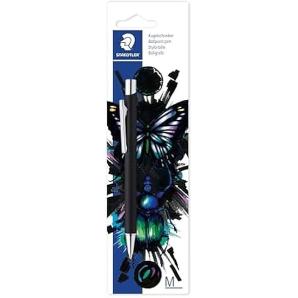 Retractable kulspets - STAEDTLER - Elance - Svart metallkropp - M-spets - Blått bläck - Cool utgåva