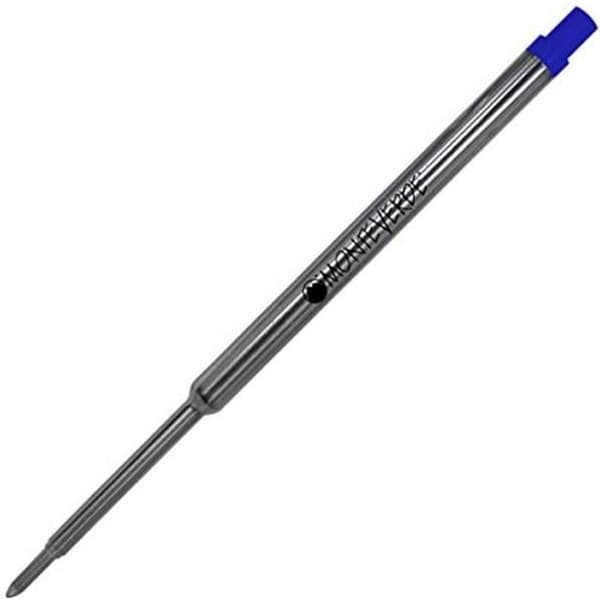 MONTEVERDE - Kulspetspenna Refills Medium Point Soft Roller Kompatibel Waterman Kulspetspennor Blå Paket med 2 tillbehör