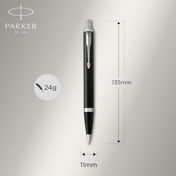 Gåvaask - PARKER - IM Duo - Fjäderpenna och Bläckpenna - Svart lackfinish - Medelspets