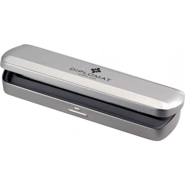 Diplomat rullpenna Traveller medium 15 cm rostfritt stål vit 2 delar