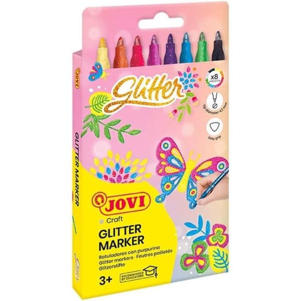 Färgpennor - Med glitter - 8 färger - Barn från 3 år - Jovi