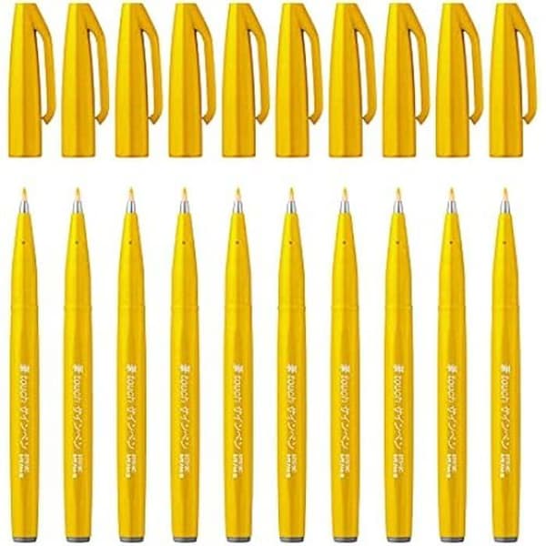 Penselpenna - PENTEL - SES15C - Gul - Förpackning med 10 - Akvarellbläck