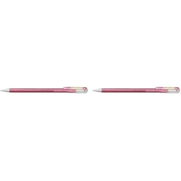 Pentel K110-DMPX Hybrid Dual Metallic Gelpen med glitterbläck - Skriftfärg rosa/grön metallisk och guld - Tjocklek av
