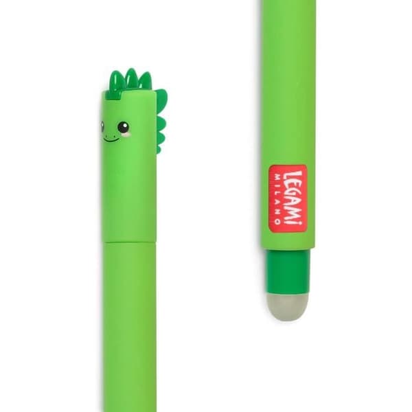 Raderbar gelbläckpenna - Legami - Dinosaurie - 0,7 mm - Grönt bläck - Raderbar