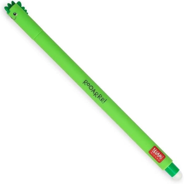 Raderbar gelbläckpenna - Legami - Dinosaurie - 0,7 mm - Grönt bläck - Raderbar