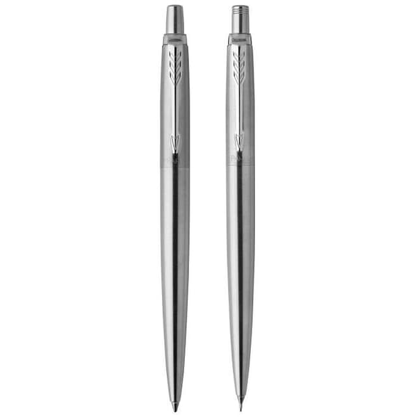PARKER Jotter presentset, kulspetspenna i CT stål med blå refill medium spets + penna Mekanisk penna CT stål 0,5 mm