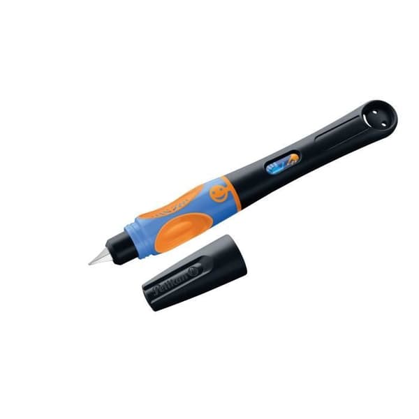 Stylo med fjäder - Pelikan - Griffix Neon Black - Svart/orange - Barn - Medium spets