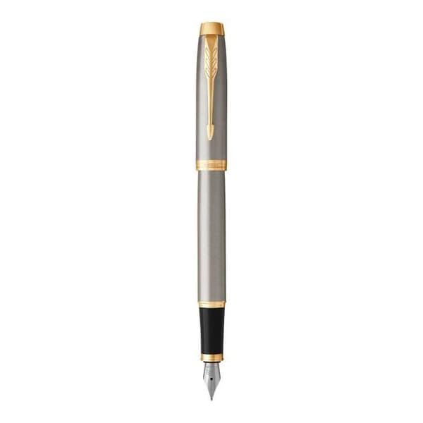 Fountain pen - PARKER - IM - Børstet metal - Medium spiss - Gyldne attributter