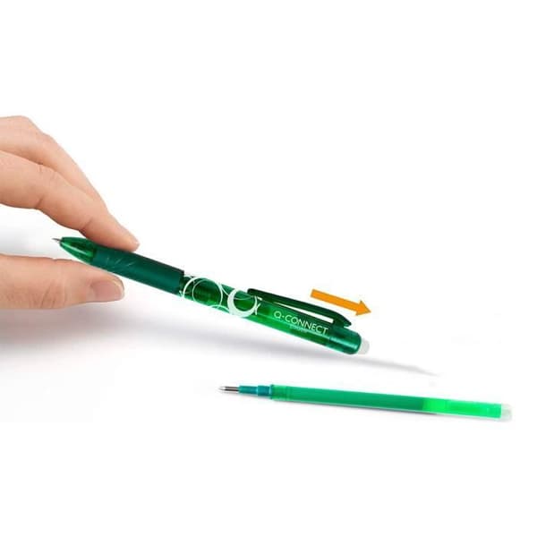 Grön Q-CONNECT raderbar rollerball - set om 3