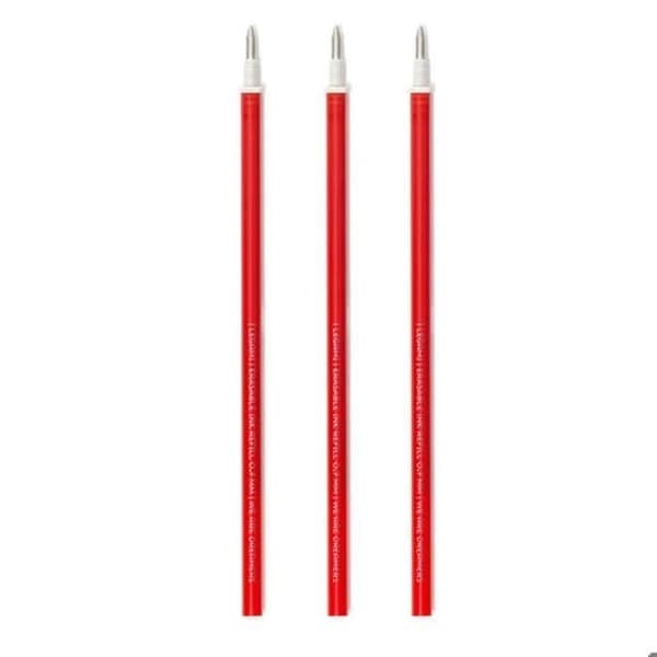 Raderbar gelpenna refill - Legami - Paket med 3 - Rött bläck - Medium spets - Påfyllningsbar