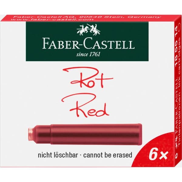 Faber Castell bläckpatroner korta röda 6 st